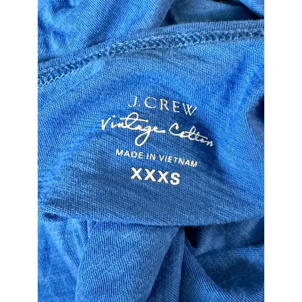 J Crew XXXS Woman  Vintage Cotton Scoop Neck T-shirt Short Sleeve Royal BLUE Top